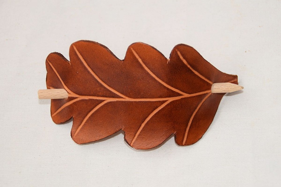 barrette &agrave; cheveux cuir artisanal