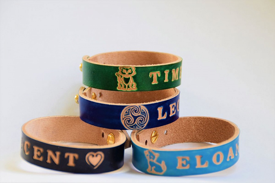 bracelet pr&eacute;nom cuir grav&eacute; 